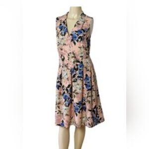Jessica Howard Size 12 Blush and Blue Floral Midi Dress